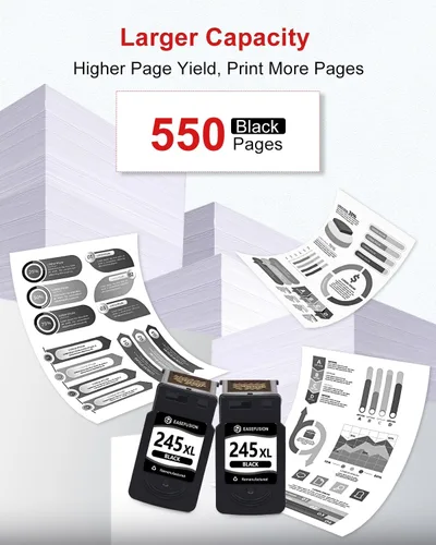 Miniatura 4 de EaseFusion - Cartuchos de tinta 245XL de repuesto para cartuchos de tinta negra 245XL de Canon, 245 XL, PG-245, PG-245XL para impresoras Canon Pixma
