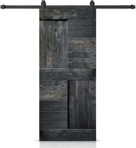 Miniatura 80 de TMS Serie N - Puerta corrediza interior de madera de pino anudada con kit de herrajes deslizantes (32 x 84 pulgadas, blanco)