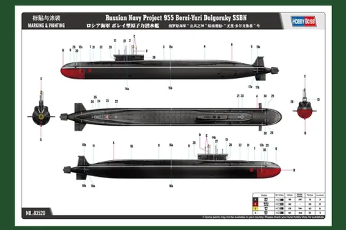 Miniatura 4 de Hobby Boss Proyecto de la Armada Rusa 955 Borei-Yuri Dolgoruky SSBN Kit de construcción de modelo de barco