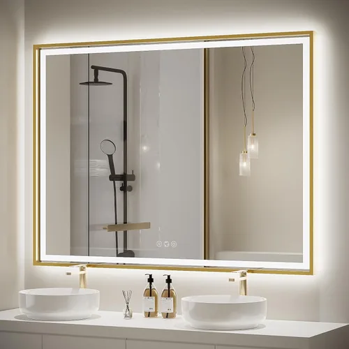 Miniatura 14 de Espejo de baño LED redondo de 28 pulgadas, retroiluminación de luz diurna de 6000 K, antivaho y regulable, espejo impermeable sin marco con control