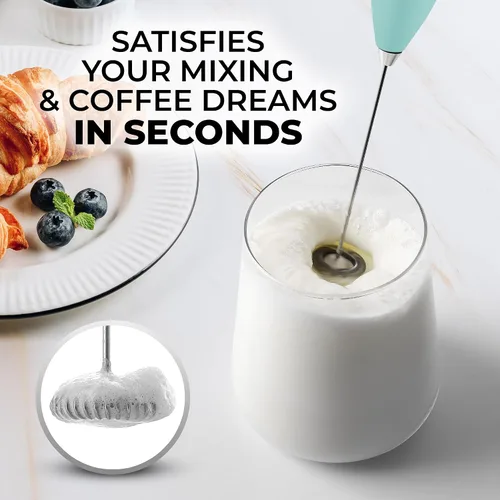 Miniatura 558 de Zulay Milk Boss Espumador de leche potente manual, hace espuma para latte, batidor para mezclar bebidas, café, miniespumador para capuchino, frappé