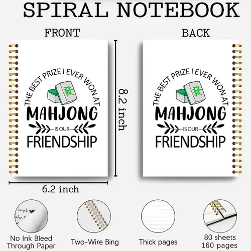 Miniatura 2 de Mahjong Friendship Notebook, Mahjong Gifts for Women Journal, Gifts for Mahjong Players Journal, Mahjong Hardcover Spiral Notebooks 5.5x8.3 Inch
