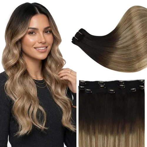 Miniatura 54 de Full Shine Extensiones de cabello humano con pinzas, cabello humano Remy invisible para mujer, color rubio platino, 20 pulgadas, 8 unidades, 4.23 oz