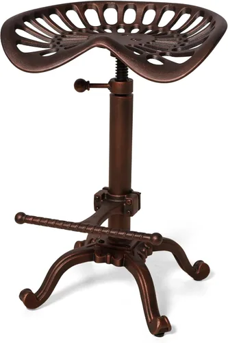 Miniatura 12 de Taburetes de bar con asiento de tractor vintage, rústico, de 20 a 27 pulgadas, altura ajustable, silla de isla de cocina, asiento giratorio