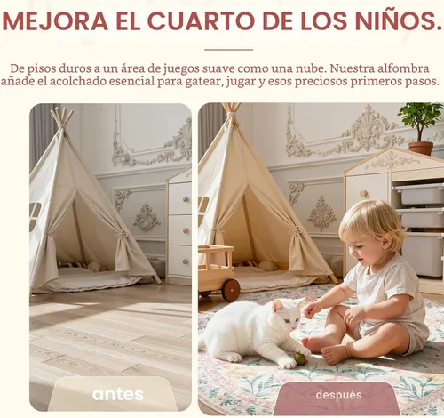 Miniatura 4 de Lahome - Alfombra redonda bóhema de color rosa claro de 4 pies, alfombras pequeñas circulares lavables para dormitorio de niños, alfombra circular