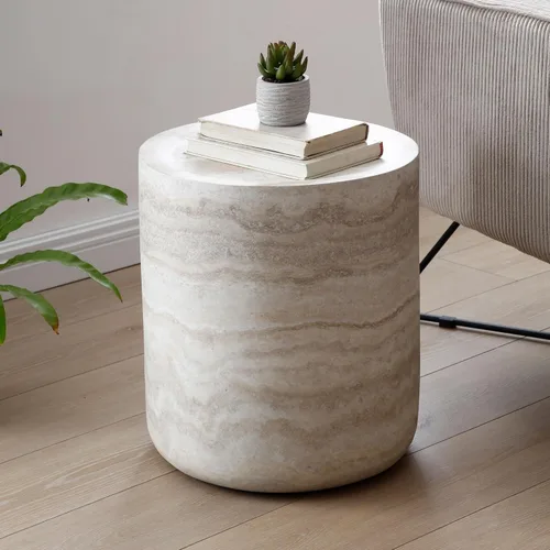 Miniatura 21 de Mesa de centro moderna, mesa de té central circular de 15.75 pulgadas, mesa de cóctel, mesas de centro redondas cilíndricas para sala de estar