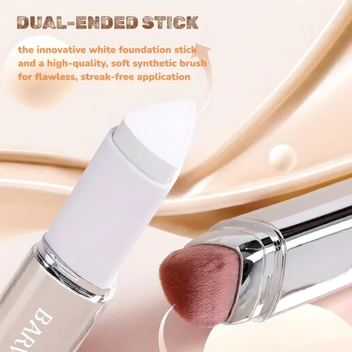 Miniatura 2 de Base en barra que cambia de color con brocha, 1 onza líquida, maquillaje autoajustable de cobertura completa para piel madura, viajes y retoques