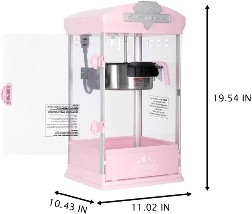 Miniatura 2 de Máquina portátil para hacer palomitas de maíz con hervidor de 8 onzas, palomitas comercial con cuchara medidora y taza medidora para fiestas, Rosa