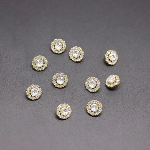 Miniatura 7 de Jerler 10 piezas de oro Matal Botones Adornos Coser en Ropa Botones (dorado)