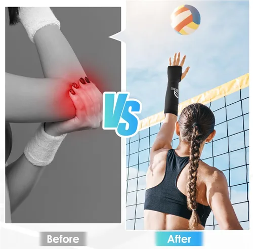 Miniatura 5 de CIATBYYJ Mangas de voleibol para brazos, mangas de antebrazo con almohadillas de espuma de protección y orificio para el pulgar, manga acolchada