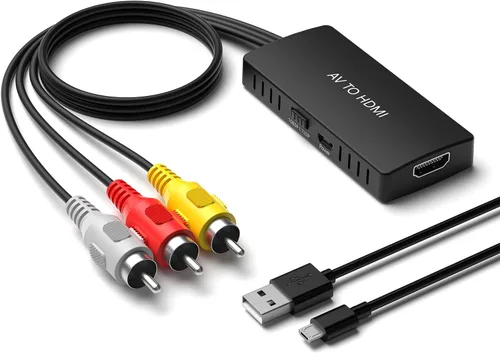 Convertidor RCA macho a HDMI, adaptador compuesto CVBS AV a HDMI, interruptor de salida Full HD 720P/1080P para DVD, STB, VCR