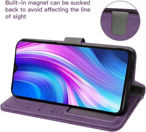 Miniatura 4 de Asuwish Compatible con Xiaomi Redmi Note 8 Pro Wallet Case y protector de pantalla de vidrio templado, soporte para tarjeta de crédito, soporte