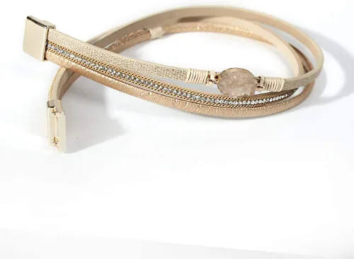 Miniatura 4 de FANCY SHINY Pulseras de cuero boho de doble envoltura, pulseras apilables de cuentas de cristal con cierre magnético, regalos de joyería para mujeres