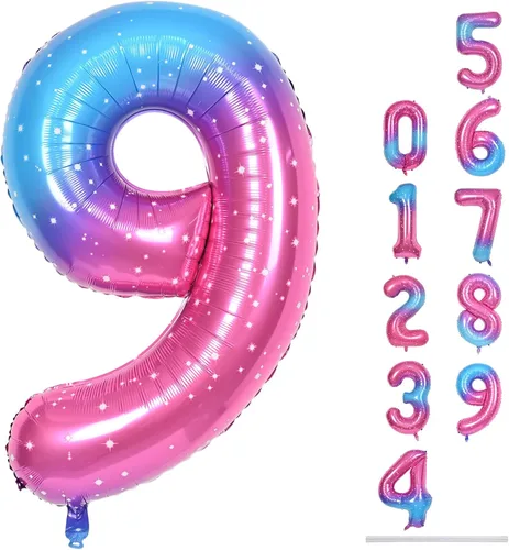 Miniatura 147 de Globo dorado champán con el número 5, globos de aluminio autoinflables grandes de 40 pulgadas del 0 al 9, globo de helio digital 5 dorado claro