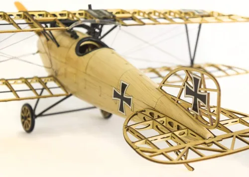Miniatura 5 de Viloga Rompecabezas de madera 3D de avión de albatros D.III, kit de modelo de biplano de madera de balsa cortado con láser, rompecabezas de madera