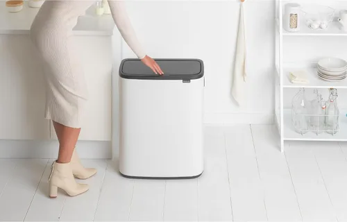 Miniatura 5 de Brabantia Bo Touch Top Cubo de Basura - 1 x Cubo de 16 Galones (Blanco) Cubo de Basura y Reciclaje de Cocina con Apertura/Cierre Suave