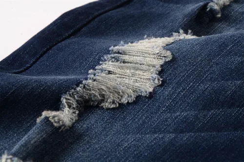 Miniatura 5 de ZLZ Jeans rasgados y desgastados para hombre, corte delgado, diseño de moda para hombre, pantalones de mezclilla destruidos, ajuste elástico