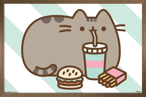 Miniatura 15 de Trends International Pusheen - Póster de pared de alimentos, 14.725 x 22.375 pulgadas, versión enmarcada de madera de granero