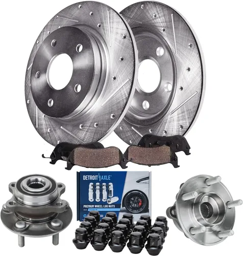 Miniatura 86 de Detroit Axle - Rotores de freno para Ford 2013-2019 Explorer Taurus Flex Lincoln MKT MKS, rotores de freno de disco ranurados perforados de repuesto