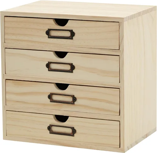 Miniatura 14 de Organizador de escritorio de madera verde bohemio con cajones, caja de almacenamiento de escritorio de 4 cajones, organizador de escritorio de Boho
