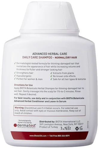 Miniatura 2 de B'iota Botanicals, Herbal Care Experts, Shampoo para el cuidado diario para cabello delgado normal/seco, 10.1 oz, paquete de de 1