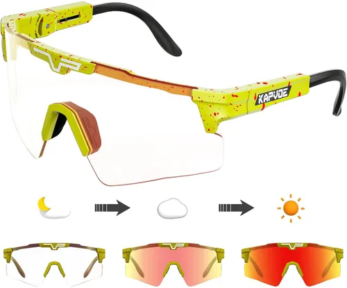 KAPVOE Gafas de ciclismo fotocromáticas Gafas de sol deportivas de bicicleta de montaña Gases transparentes MTB Gafas hombres mujeres Bicicletas
