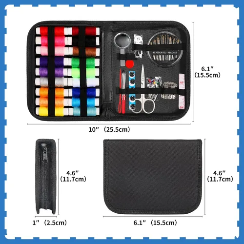 Miniatura 5 de Marcoon Kit de costura para adultos, kit de aguja e hilo con suministros de costura y accesorios que contiene tijeras, cinta métrica, desgarrador