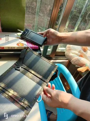 Miniatura 4 de Panel solar de carga de 10 W 5 V, bolsa plegable solar, panel de carga portátil al aire libre para teléfono móvil o mini ventilador, con un cable