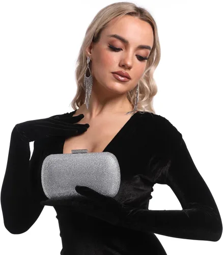 Miniatura 7 de Boutique De FGG Bolsos de noche y embragues brillantes para mujer, bolso de mano de cristal para fiesta formal, bolso de mano con diamantes