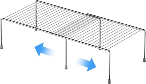 Miniatura 14 de Juego de 2 estantes expandibles ajustables para gabinete de cocina, estantes de almacenamiento de despensa de alambre de metal, organizador