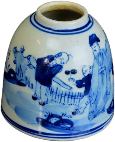 Miniatura 5 de Jarrón de cerámica cubierto de cerámica de porcelana azul y blanca de estilo antiguo, estilo Ming de China, chino Jingdezhen (S3) (flor azul)
