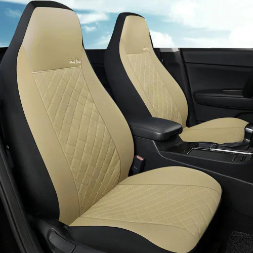 GIANT PANDA Fundas de asiento delantero para asientos de cubeta, fundas de asiento de piel sintética universales para la mayoría de los autos, SUV y