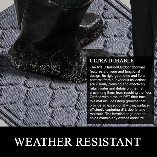 Miniatura 4 de A1HC - Tapete de puerta multiusos duradero, para interiores y exteriores, fácil de limpiar, impermeable, para todo tipo de clima, patio, garaje