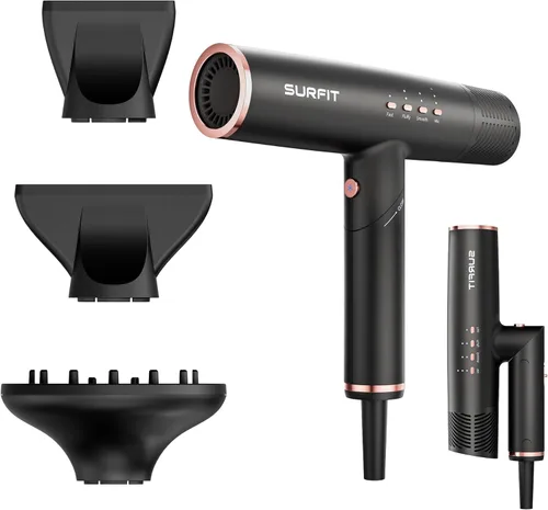 Surfit - Secador de pelo con difusor, secador de pelo de viaje plegable, secador de pelo iónico profesional de 110,000 RPM para todo tipo de