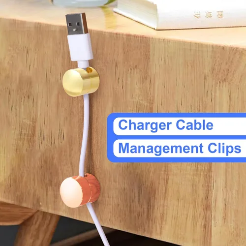 Miniatura 5 de SmallCat 3 juegos de soportes de cargador para cables, soportes de anclaje de cables ajustables, clips de cable de metal adhesivos, organizadores