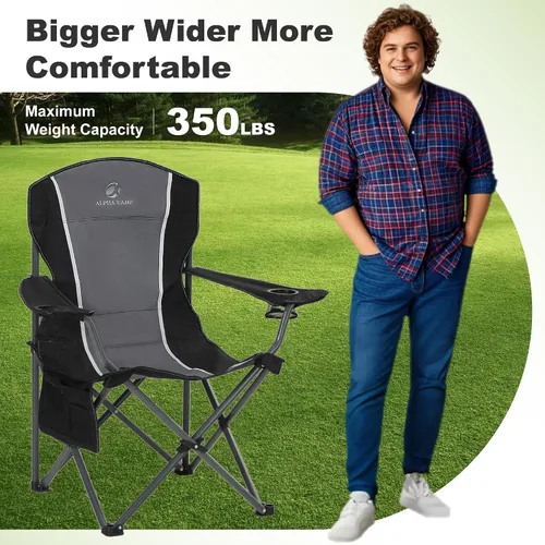 Miniatura 9 de LET'S CAMP Silla de camping plegable de gran tamaño para exteriores, paquete de 2 sillas resistentes con soporte para tazas y bolsa