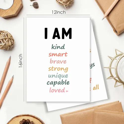Miniatura 2 de BESERH Positive Affirmation Wall Decor, Inspirational Motivational Quote Wall Art Prints Posters for Classroom Kids Room Nursery Playroom, 12x16