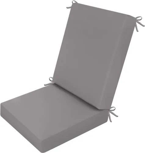 Miniatura 36 de idee-home Juego de 2 cojines para sillas de exterior, 17 x 17 pulgadas de grosor, en forma de D, cojines de asiento impermeables con lazos