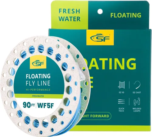 Miniatura 13 de SF Sedal de pesca con mosca con dos bucles soldados, flotante con peso hacia adelante, líneas de mosca WF2 3 4 5 6 7 8 9F multicolor para trucha