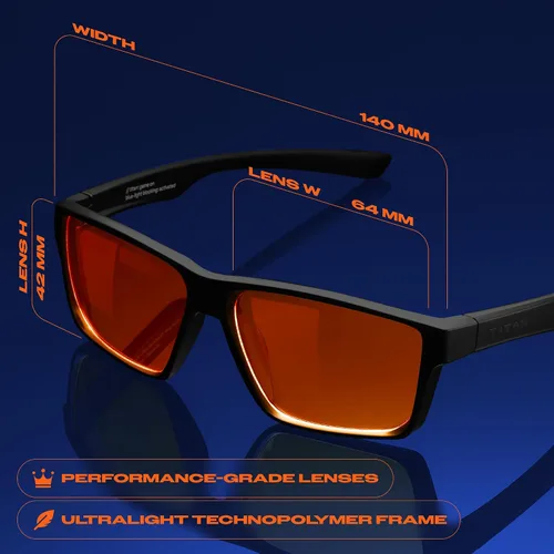 Miniatura 8 de Titan - Lentes de juego anti luz azul para hombre, protección UV400, bloqueo de luz azul para computadora, fatiga ocular Negro