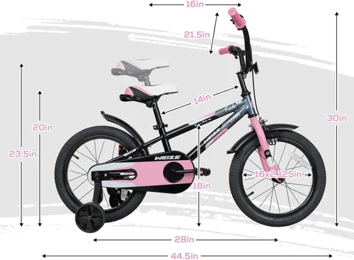 Miniatura 7 de WEIZE Kids Bike, 16 Inch Children Bicycle for Boys & Girls Ages 4-7 Years Old, Rider Height 41-53 Inch, Adjustable Seat & Handlebars, Coaster Brake