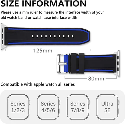 Miniatura 3 de Compatible con correas de Apple Watch de 1.929 in, 1.811 in, 1.772 in, 1.732 in, 1.654 in, 1.614 in, 1.575 in, 1.496 in, correa de repuesto