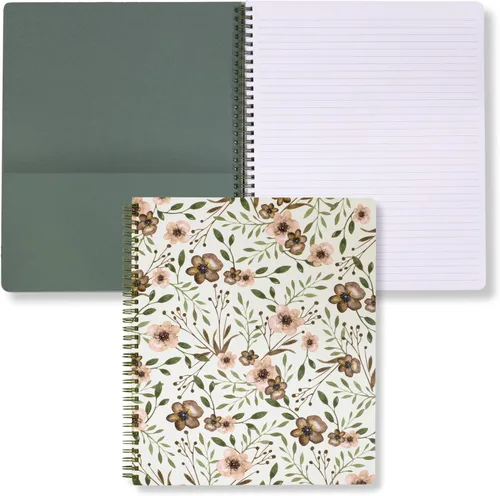 Miniatura 20 de Steel Mill & Co - Cuaderno de espiral grande con rayas universitarias, 11" x 9.5", tapa dura y 160 páginas forradas, diseño floral rosa