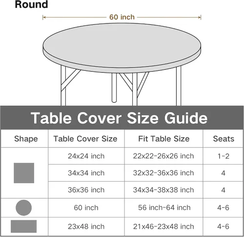 Miniatura 6 de Mantel redondo ajustable elástico de 5 pies de elastano elástico para comedor, interiores y exteriores, fiestas, color azul marino, 60 pulgadas