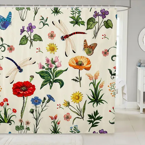 Miniatura 28 de Castle Fairy Cortinas de ducha con hojas de ginkgo, cortina de baño botánica de naturaleza verde, tela de plantas de acuarela, juego de decoración