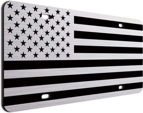 Miniatura 30 de JASS GRAPHIX Placa de matrícula personalizada con la bandera estadounidense de línea amarilla, homenaje personalizado a despachadores y operadores