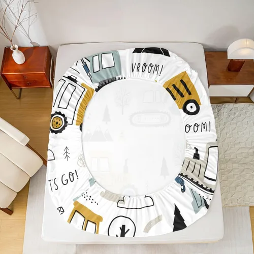 Miniatura 3 de Juego de sábanas bajeras para niños, diseño de caricaturas, equipamiento de decoración, camiones, juego de ropa de cama de dibujos animados, Multi 25