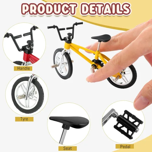 Miniatura 4 de Poen 24 unidades de mini bicicletas de dedo para niños, recuerdos de fiesta, juguete de bicicleta de metal para estudiantes, premios de clase