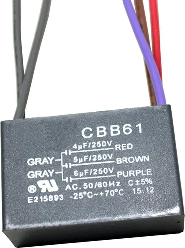HQRP Condensador compatible con ventilador de techo Hampton Bay 4uf+5uf+6uf de 5 cables CBB61 con certificación UL