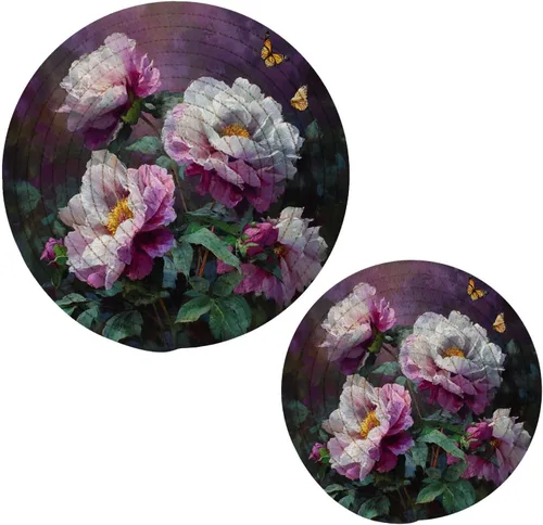 Miniatura 26 de Salvamanteles de flores de amapola otoñal para platos calientes, ollas y sartenes, salvamanteles tejidos de algodón, redondo, grande, decoración